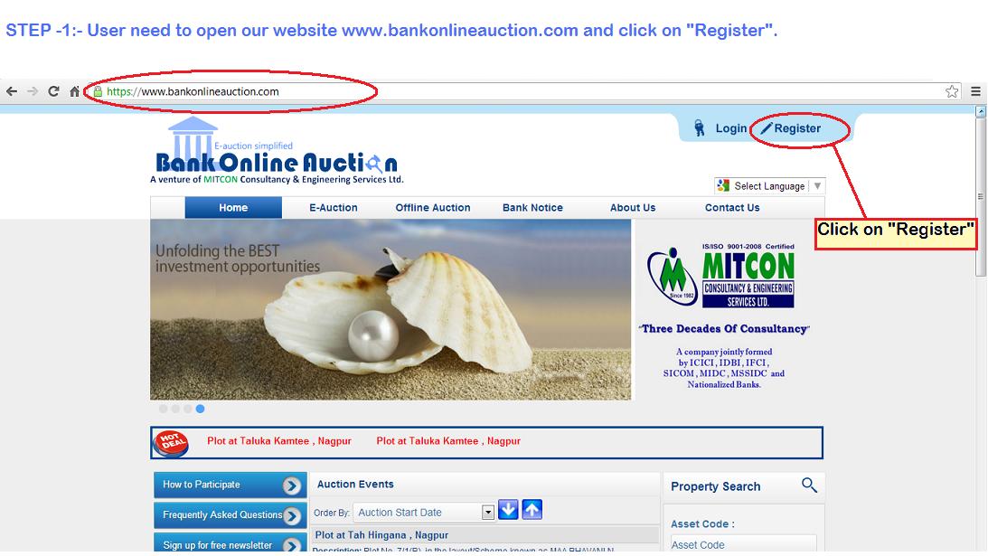 User need to open our website www.bankonlineaution.com and Click on -> Register